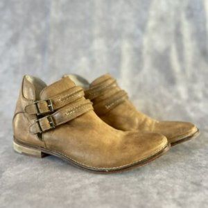 Free People Womens Leather Bootie Ankle Boots with Buckle Sz EU 38, US 8